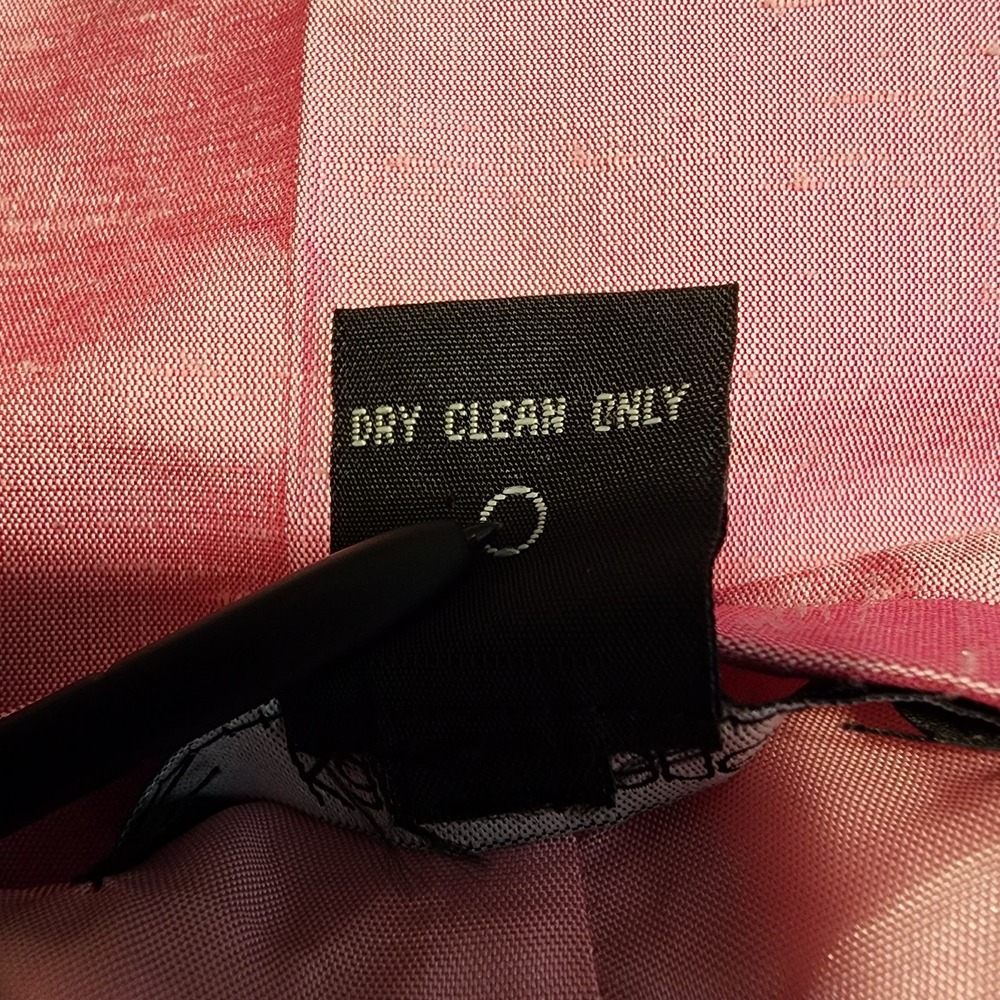 KAREN KANE Lifestyle Size 8 100% Silk Slubbed Shimmer Pink Bandless Ankle Pants - Picture 8 of 8